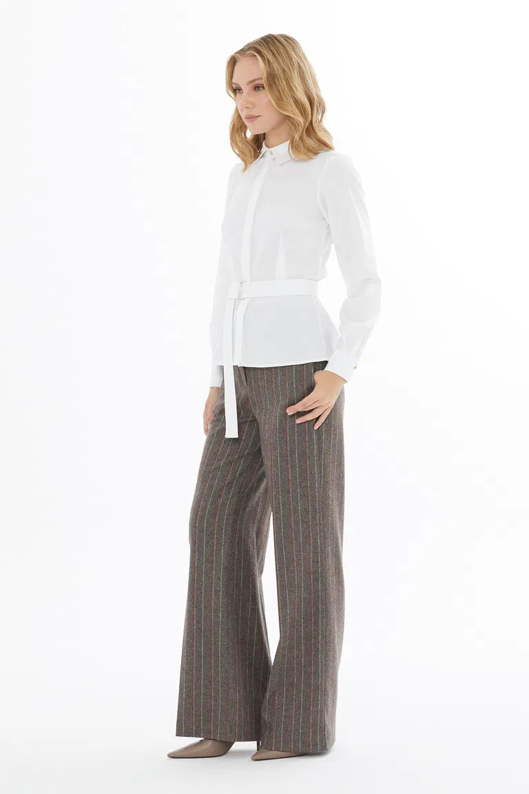 white Belted Blouse