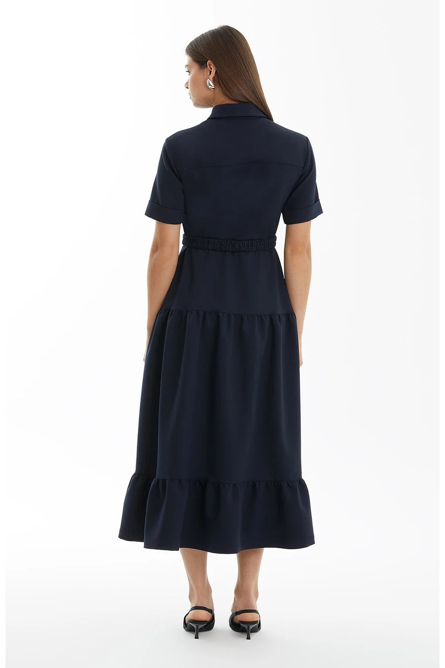 Dark Navy Dress with Embroidery and Needlework Detail