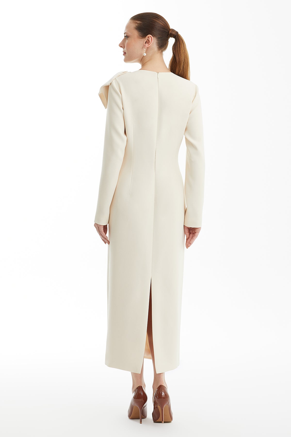 Beige Dress with Shoulder Accessories